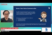 CEO dan co-founder Kata.AI Irzan Raditya memaparkan demonstrasi terkait Vera Voice Commerce Bot
